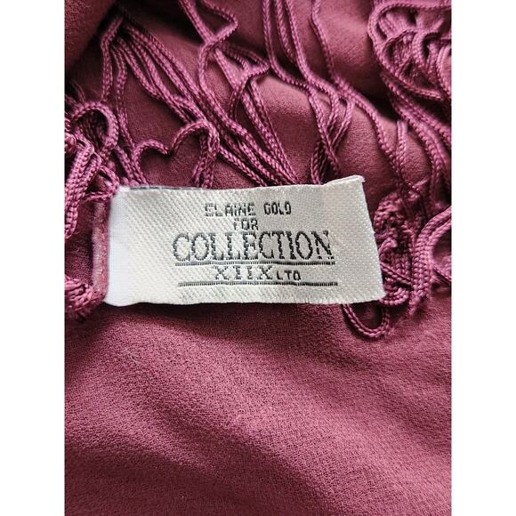 Collection XIIX ltd Vintage Large Square Maroon Chiffon Scarf w/ Fringe 41 in - Picture 3 of 4